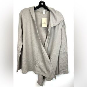 Alternative Women’s Gray Open Sweater Hooded Wrap Front Size Small
